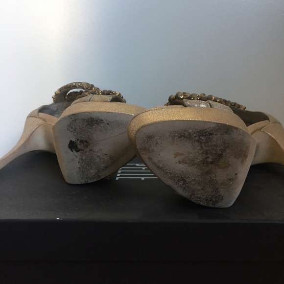 Pelle Moda Embellished Bronze/Gold HighHeel Sandal - Picture 6 of 7